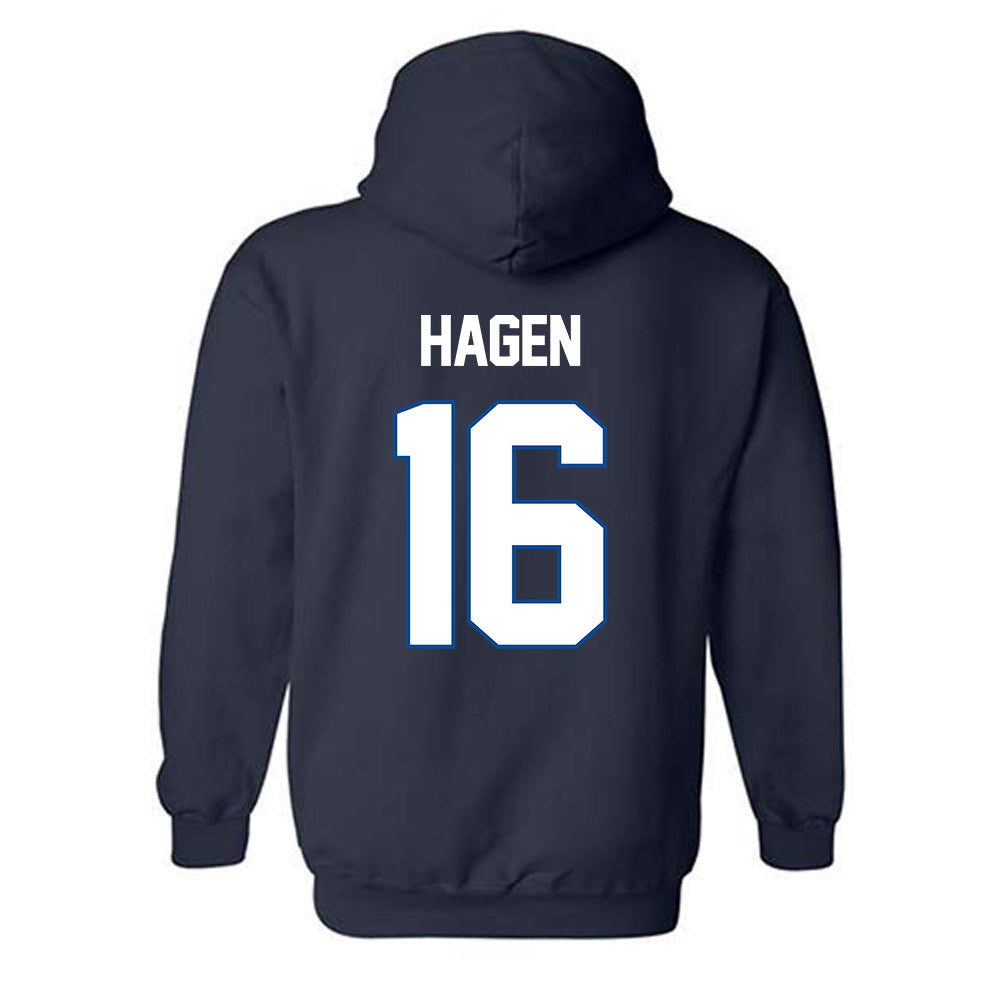 BYU - NCAA Football : Cole Hagen - Navy Classic Shersey Hooded Sweatshirt