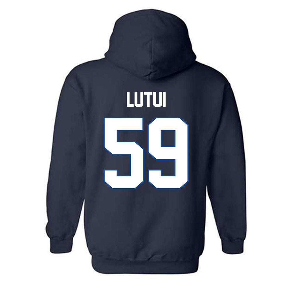 BYU - NCAA Football : Logan Lutui - Navy Classic Shersey Hooded Sweatshirt