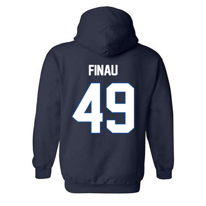 BYU - NCAA Football : Lucky Finau - Navy Classic Shersey Hooded Sweatshirt