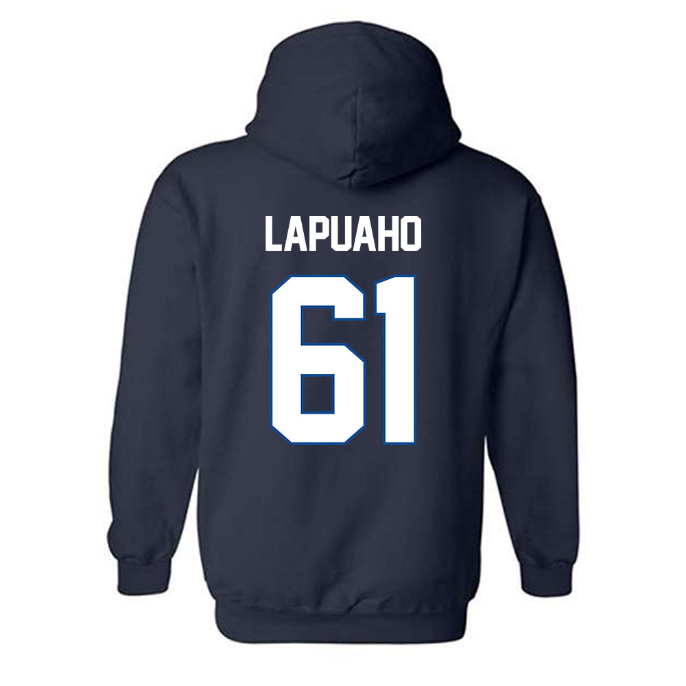 BYU - NCAA Football : Weylin Lapuaho - Navy Classic Shersey Hooded Sweatshirt