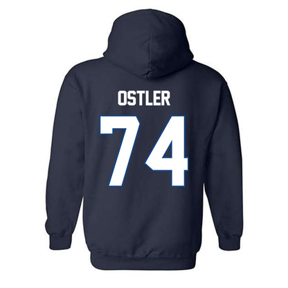 BYU - NCAA Football : Trevin Ostler - Navy Classic Shersey Hooded Sweatshirt