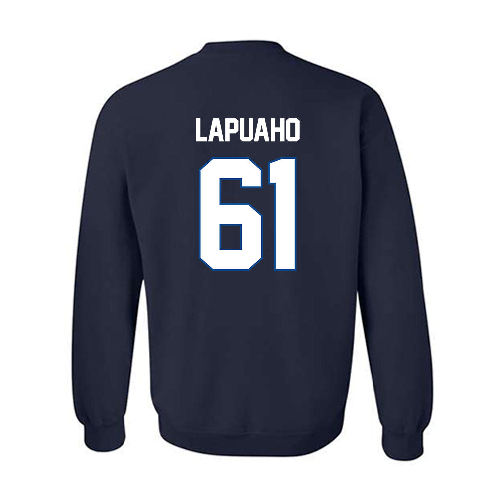 BYU - NCAA Football : Weylin Lapuaho - Navy Classic Shersey Sweatshirt