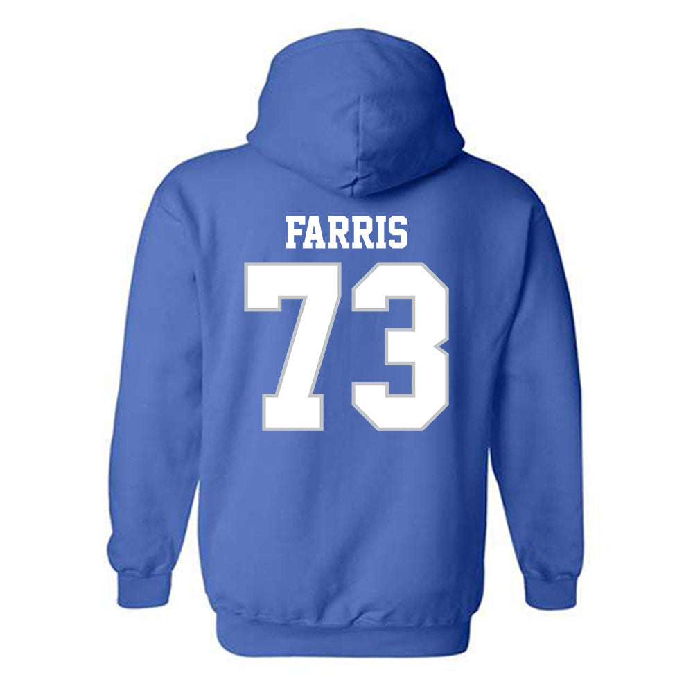MTSU - NCAA Football : Connor Farris - Royal Classic Shersey Hooded Sweatshirt
