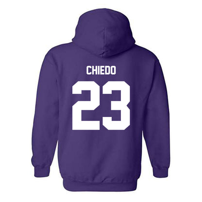 Furman - NCAA Football : Dylan Chiedo - Purple Replica Hooded Sweatshirt