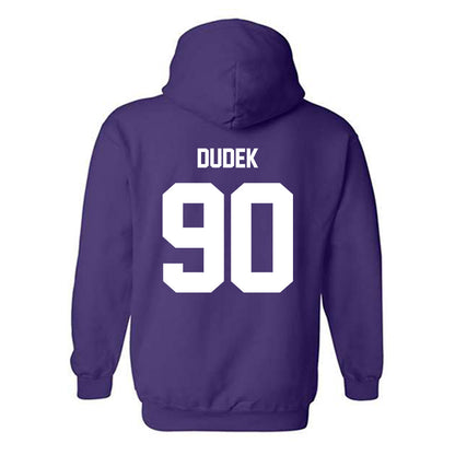 Furman - NCAA Football : Malakai Dudek - Purple Replica Hooded Sweatshirt