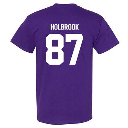 Furman - NCAA Football : John Holbrook - Purple Replica Short Sleeve T-Shirt