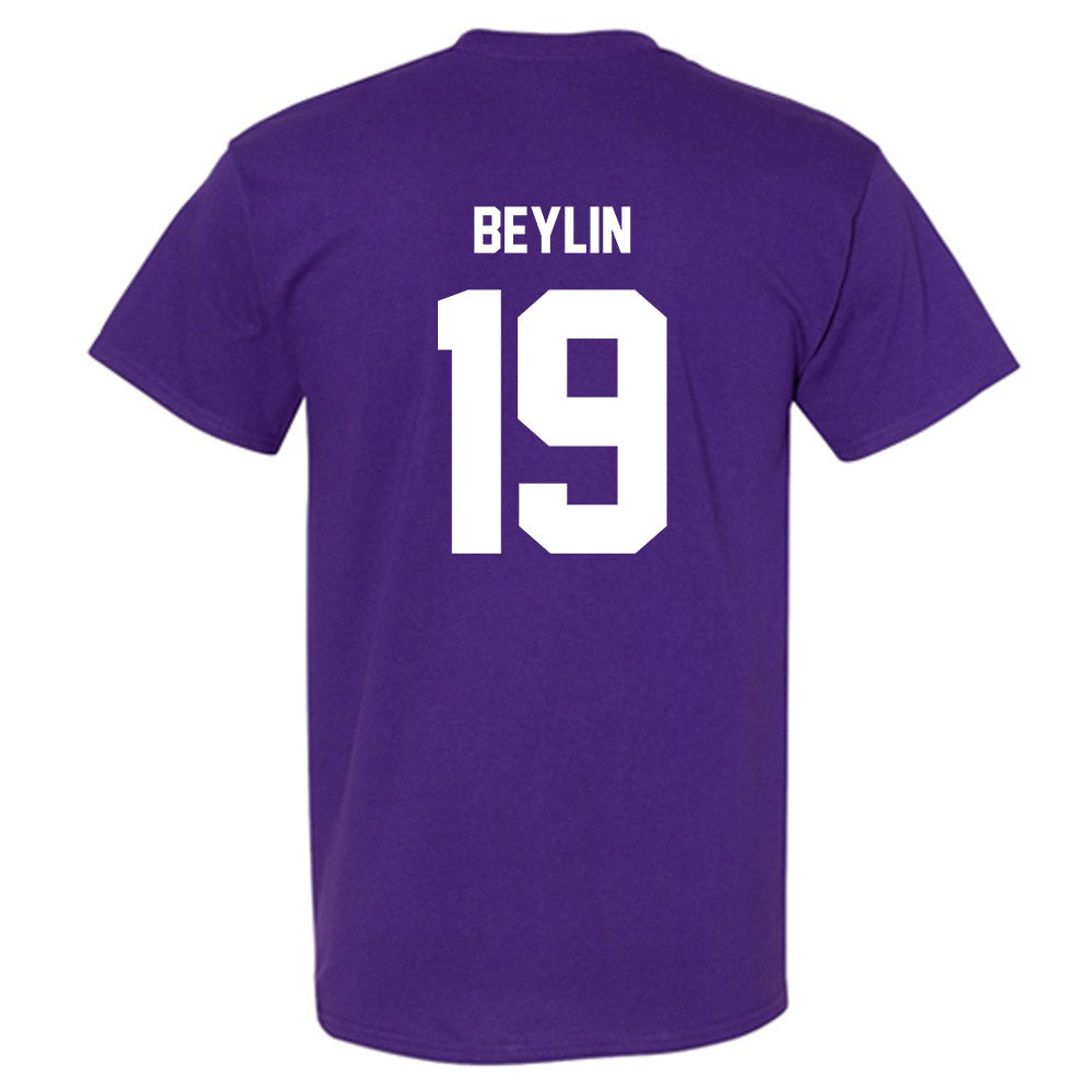 Furman - NCAA Football : Aaron Beylin - Purple Replica Short Sleeve T-Shirt