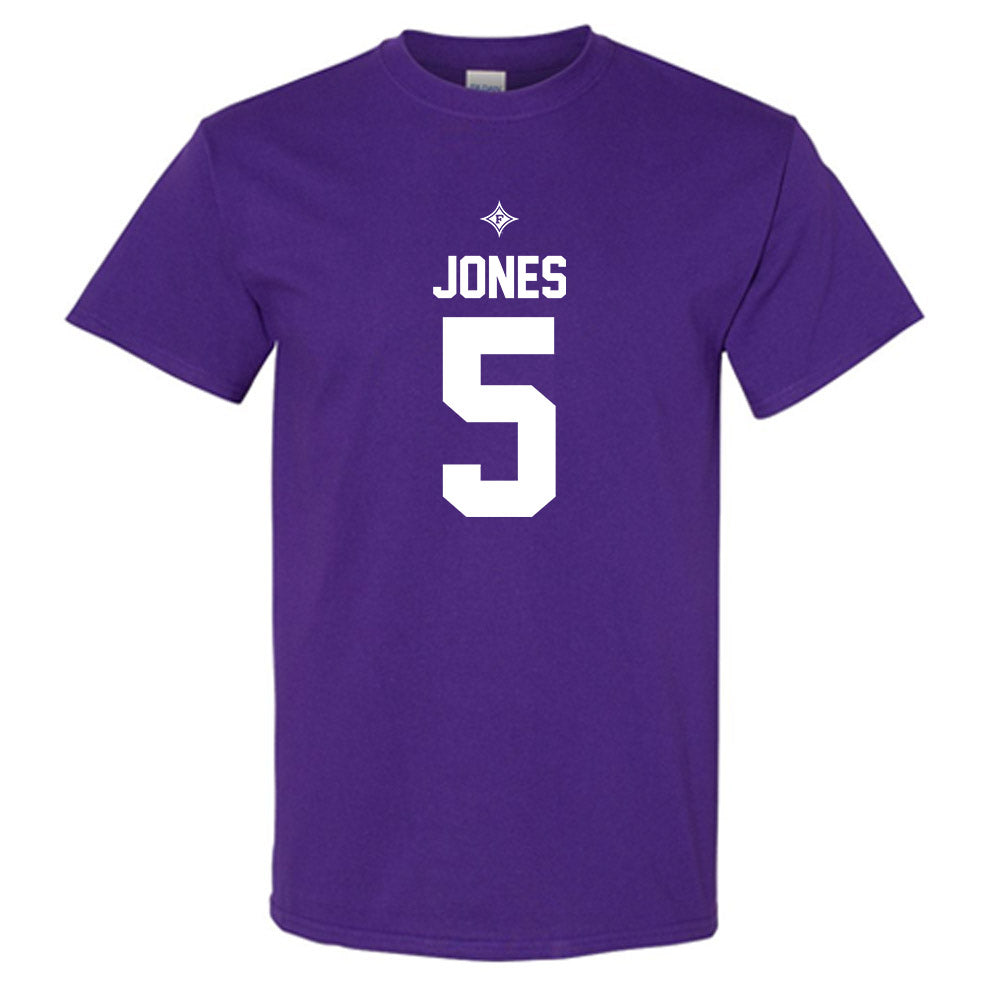 Furman - NCAA Football : Carson Jones - Purple Replica Shersey Short Sleeve T-Shirt