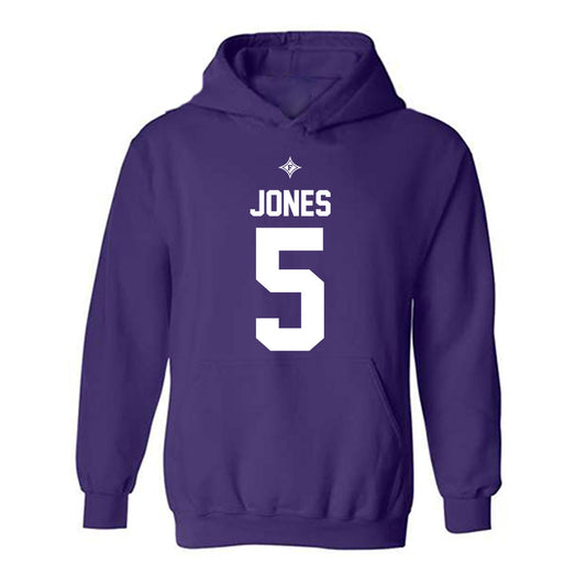 Furman - NCAA Football : Carson Jones - Purple Replica Shersey Hooded Sweatshirt