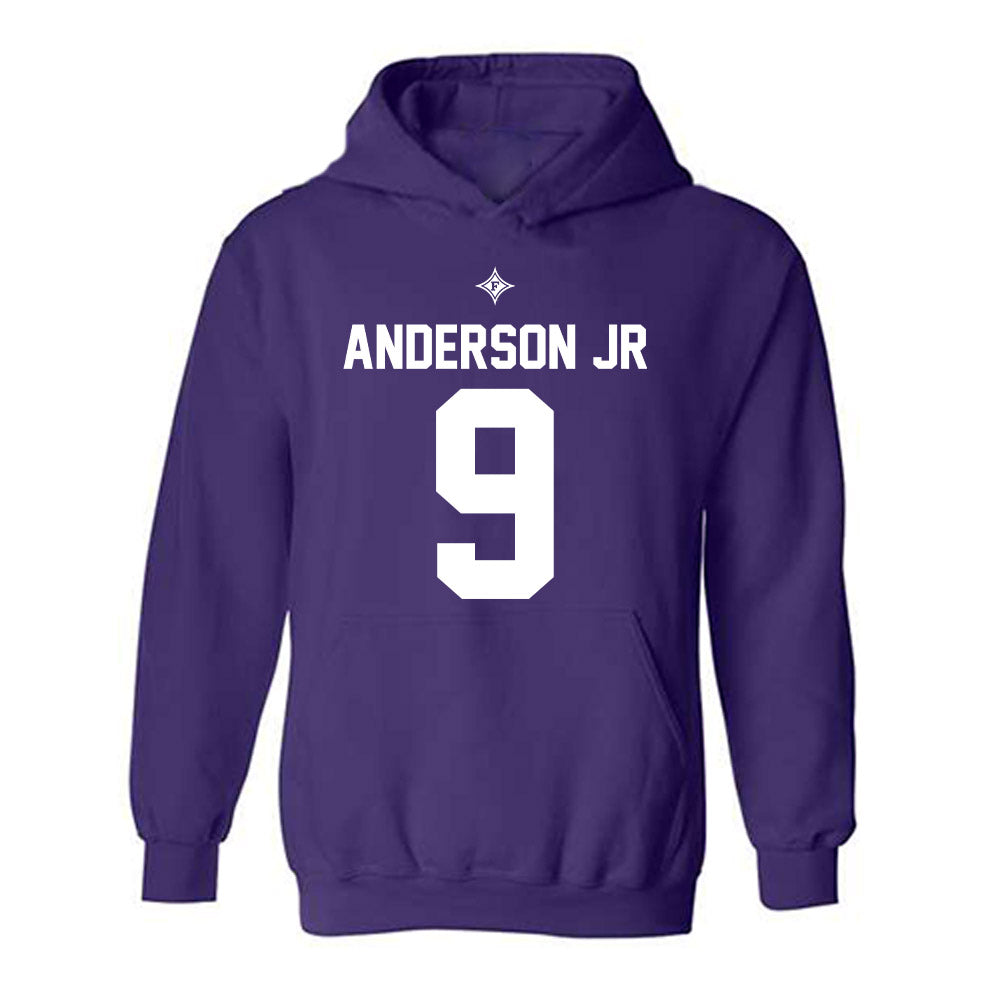 Furman - NCAA Football : Wayne Anderson Jr - Purple Replica Shersey Hooded Sweatshirt