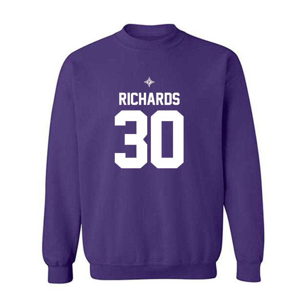 Furman - NCAA Football : Caden Richards - Purple Replica Shersey Sweatshirt