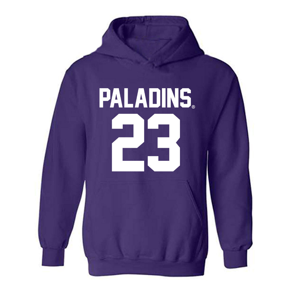 Furman - NCAA Football : Dylan Chiedo - Purple Replica Hooded Sweatshirt