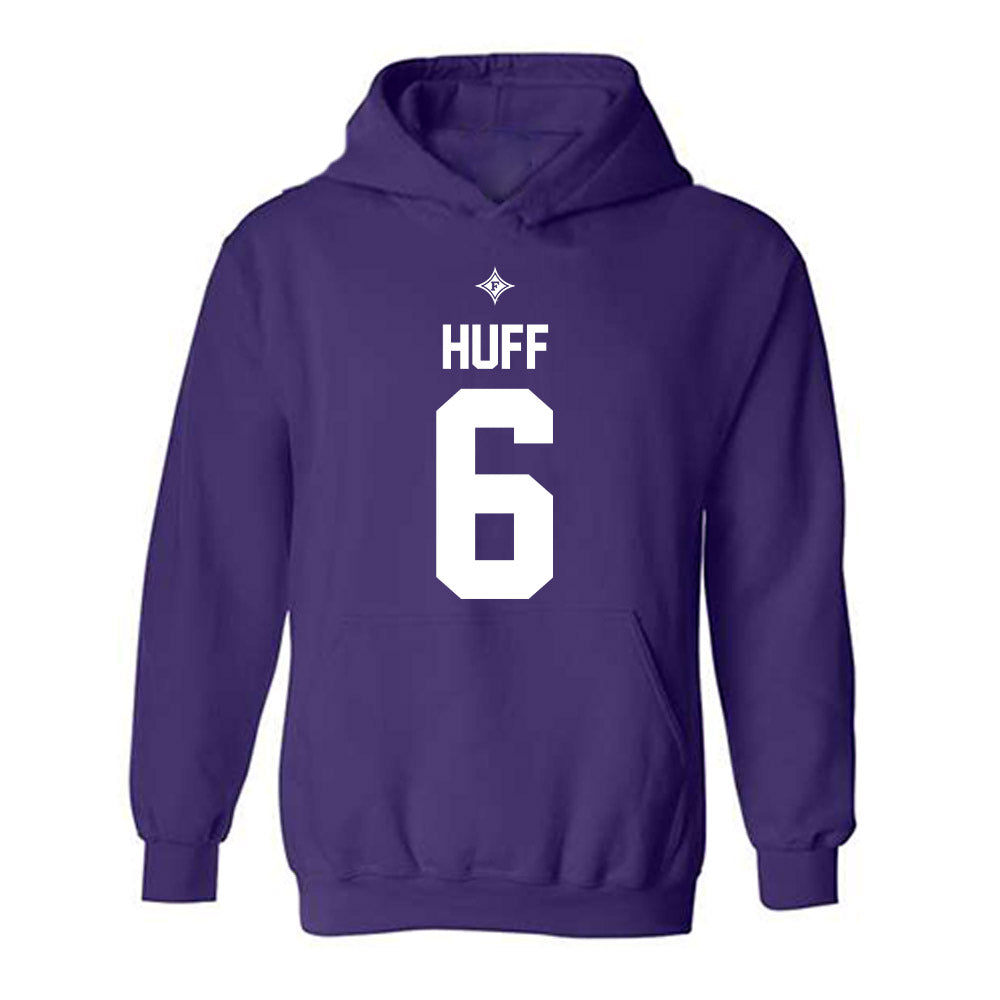 Furman - NCAA Football : Tyler Huff - Purple Replica Shersey Hooded Sweatshirt