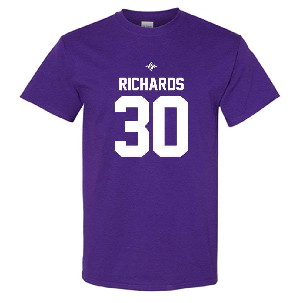 Furman - NCAA Football : Caden Richards - Purple Replica Shersey Short Sleeve T-Shirt