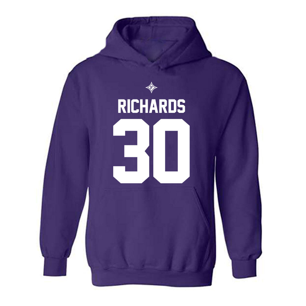 Furman - NCAA Football : Caden Richards - Purple Replica Shersey Hooded Sweatshirt