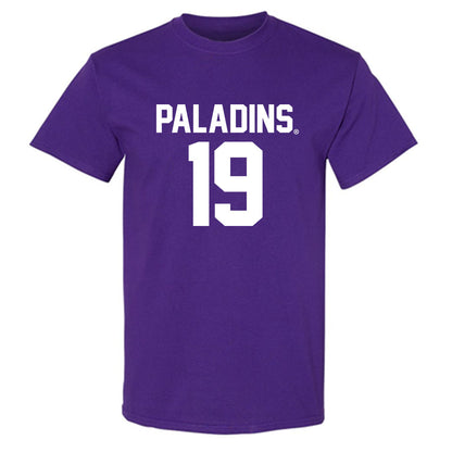 Furman - NCAA Football : Aaron Beylin - Purple Replica Short Sleeve T-Shirt