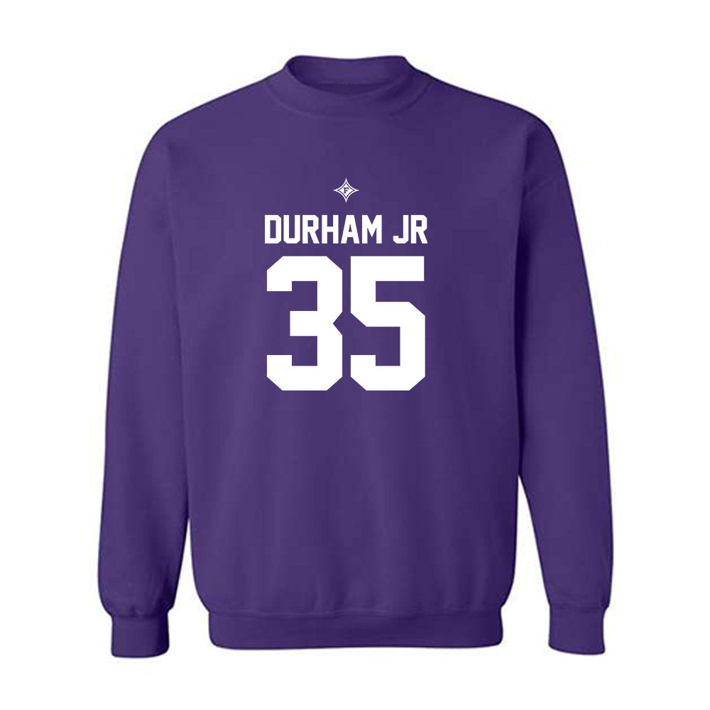 Furman - NCAA Football : Douglas Durham Jr - Purple Replica Shersey Sweatshirt