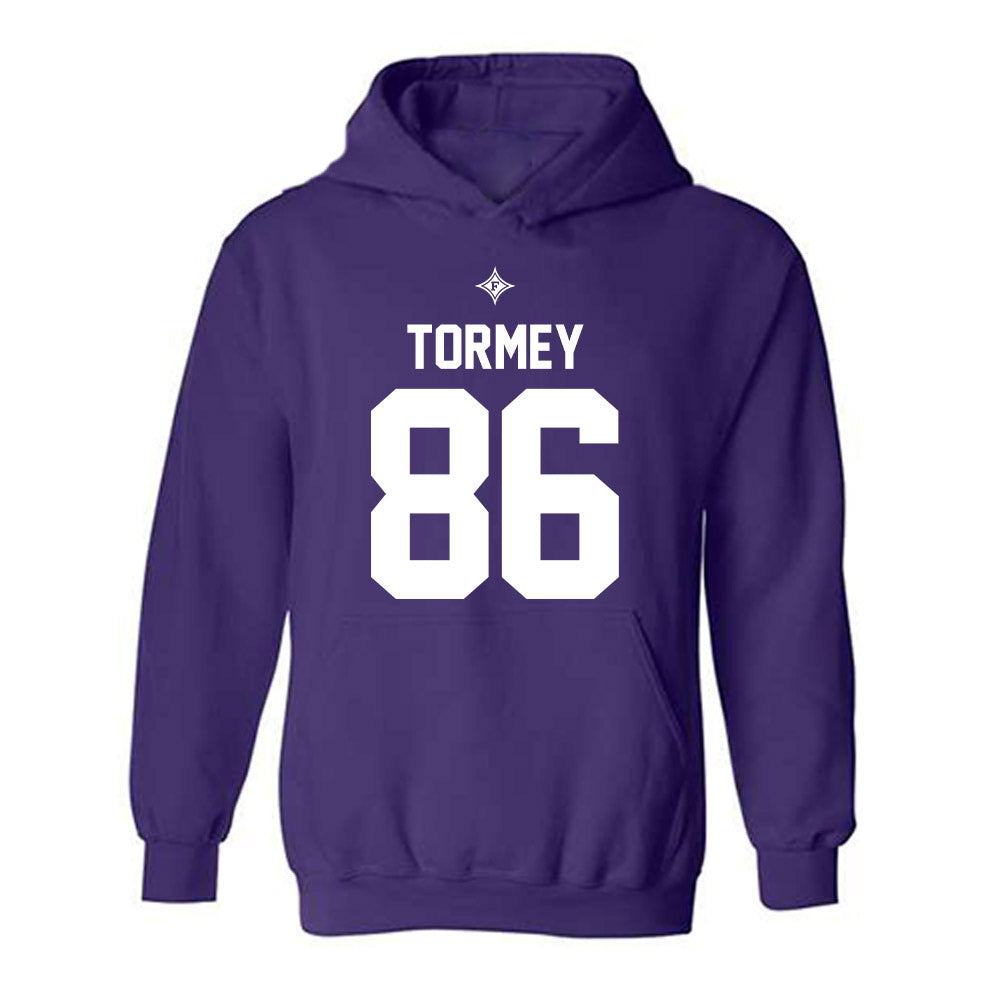 Furman - NCAA Football : Brennan Tormey - Purple Replica Shersey Hooded Sweatshirt