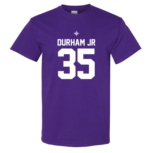 Furman - NCAA Football : Douglas Durham Jr - Purple Replica Shersey Short Sleeve T-Shirt