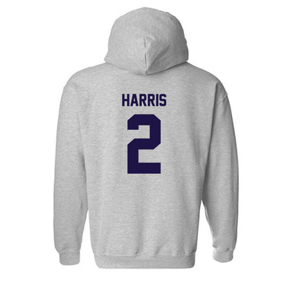 Furman - NCAA Football : Josh Harris - Grey Classic Shersey Hooded Sweatshirt