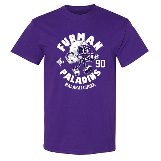 Furman - NCAA Football : Malakai Dudek -  Purple Fashion Short Sleeve T-Shirt