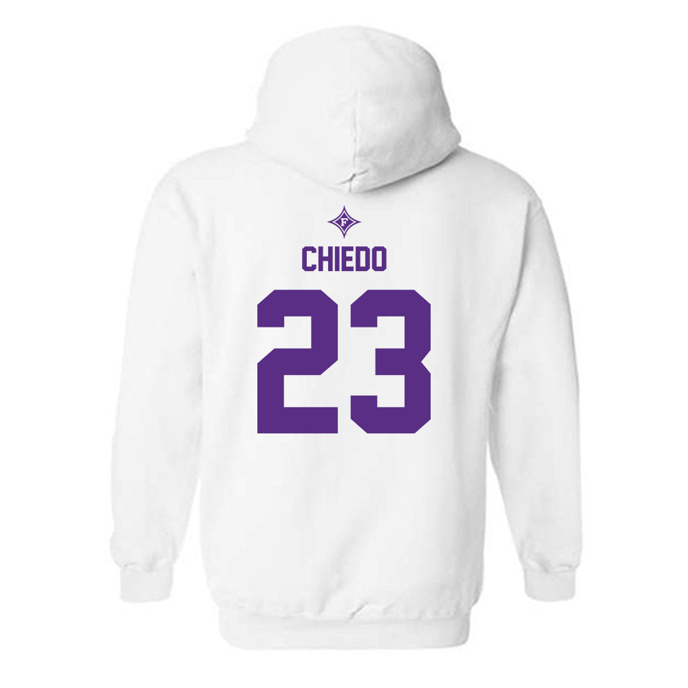 Furman - NCAA Football : Dylan Chiedo - White Sports Hooded Sweatshirt