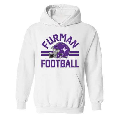 Furman - NCAA Football : Dylan Chiedo - White Sports Hooded Sweatshirt