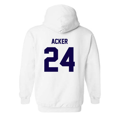 Furman - NCAA Women's Basketball : Jaelyn Acker - White Replica Hooded Sweatshirt