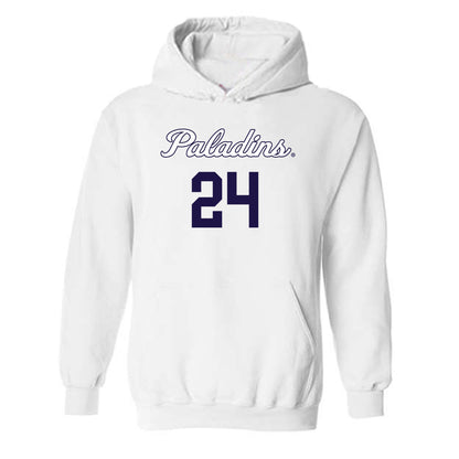 Furman - NCAA Women's Basketball : Jaelyn Acker - White Replica Hooded Sweatshirt