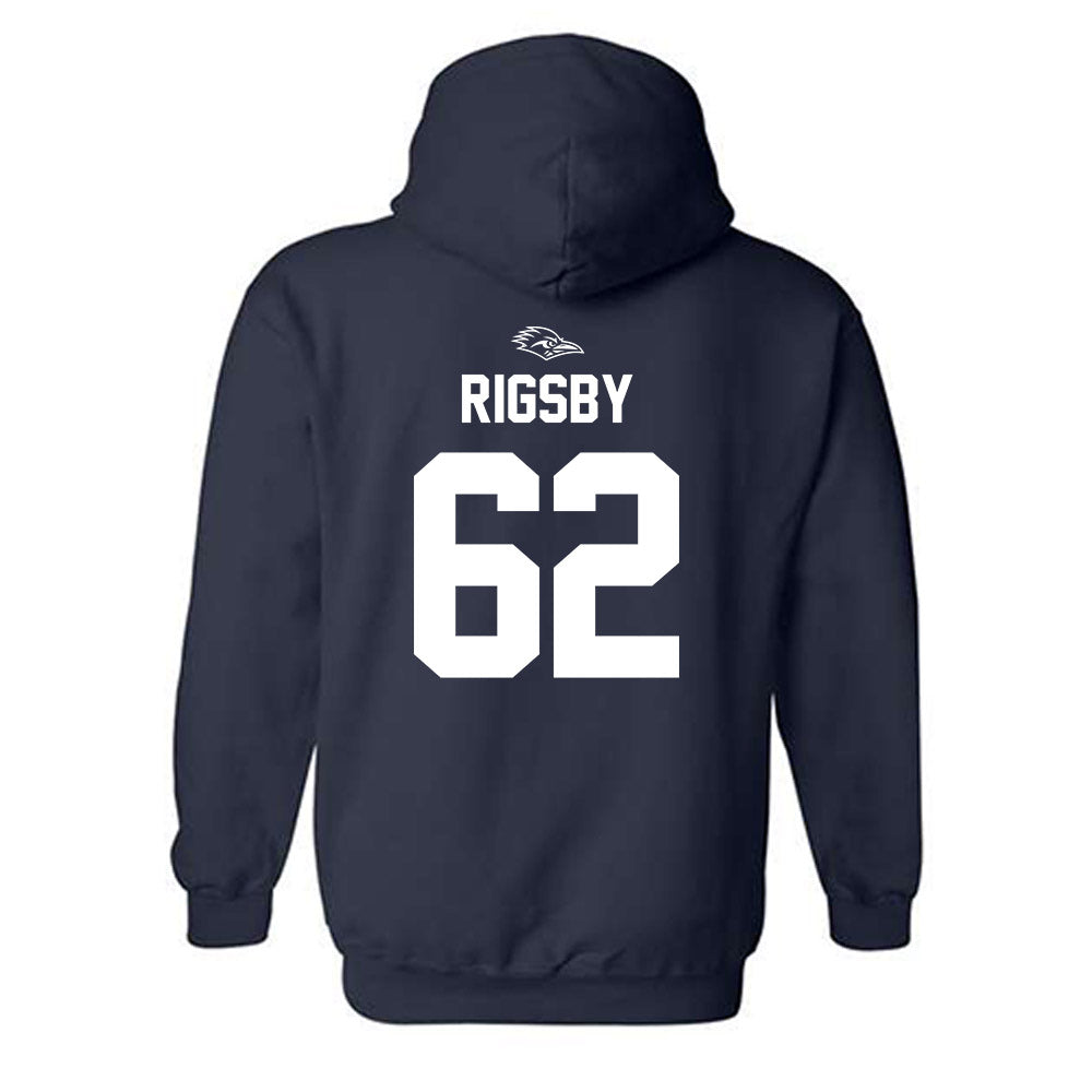 UTSA - NCAA Football : Robert Rigsby - Navy Classic Shersey Hooded Sweatshirt