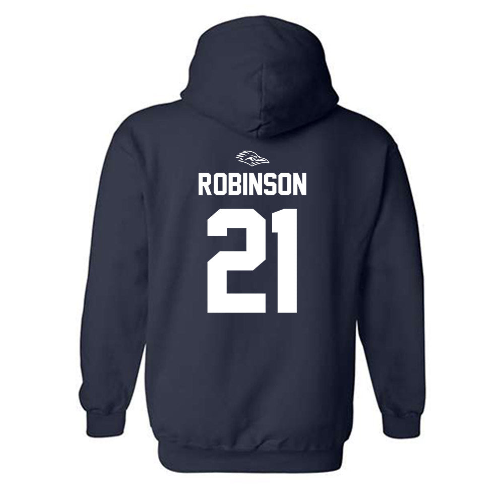 UTSA - NCAA Football : Ken Robinson - Navy Classic Shersey Hooded Sweatshirt