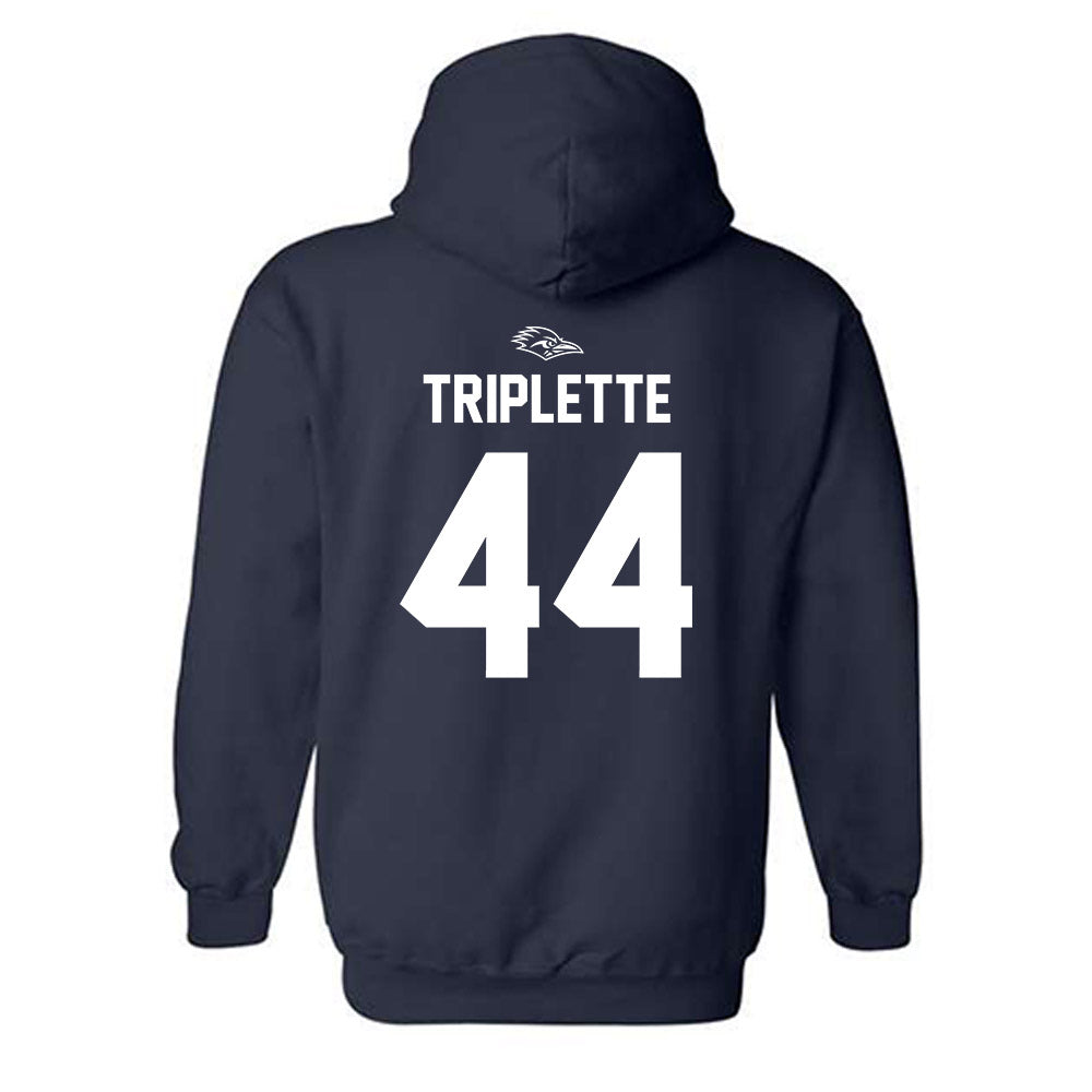 UTSA - NCAA Football : Ronald Triplette - Navy Classic Shersey Hooded Sweatshirt
