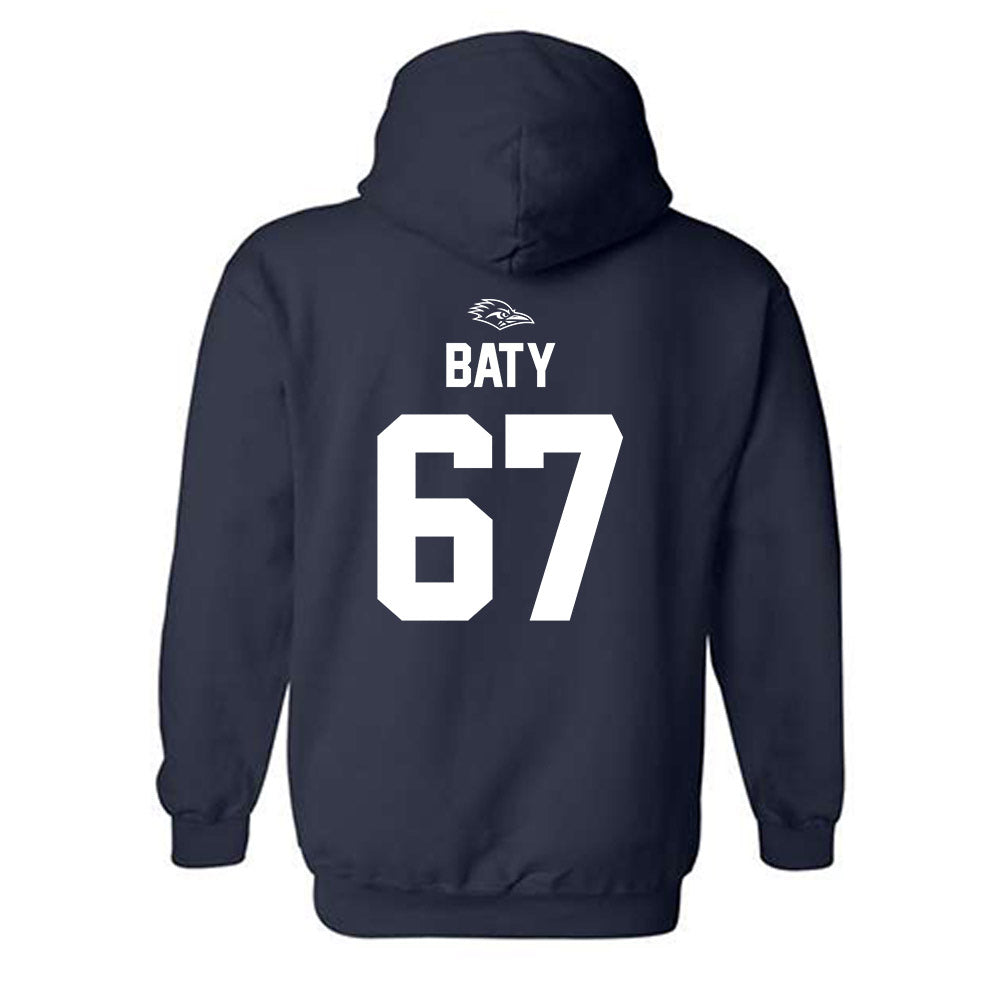 UTSA - NCAA Football : Walker Baty - Navy Classic Shersey Hooded Sweatshirt