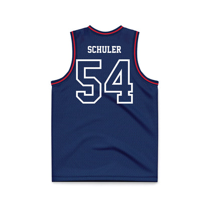 Dayton - NCAA Men's Basketball : Atticus Schuler - Navy Basketball Jersey