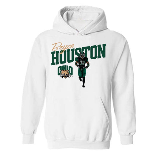 Ohio - NCAA Football : Bryce Houston - Caricature White Hooded Sweatshirt
