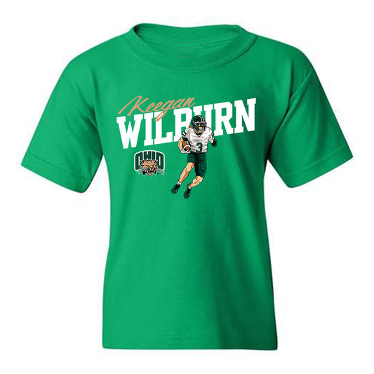 Ohio - NCAA Football : Keegan Wilburn - Green Caricature Youth T-Shirt