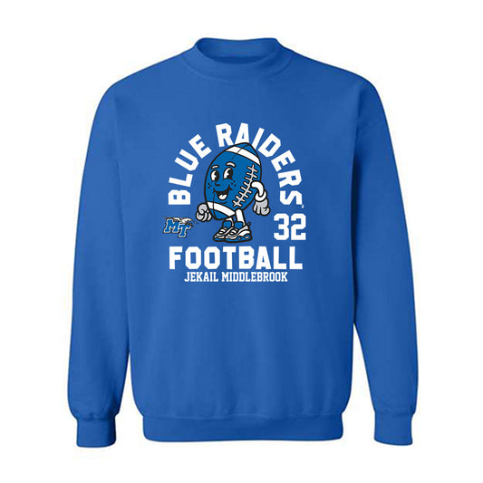 MTSU - NCAA Football : Jekail Middlebrook - Royal Fashion Shersey Sweatshirt