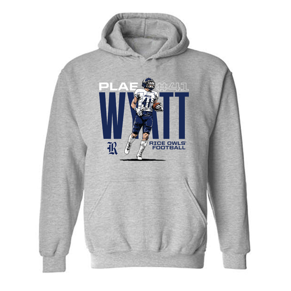 Rice - NCAA Football : Plae Wyatt - Caricature Hooded Sweatshirt