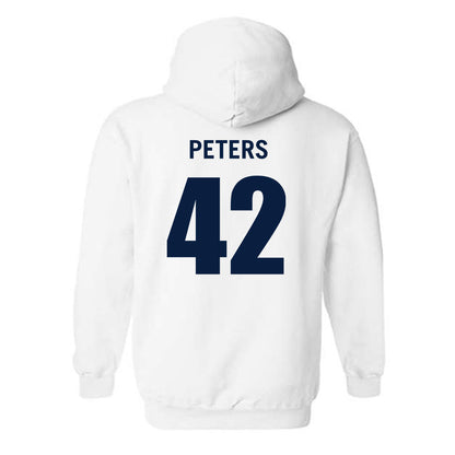 Monmouth - NCAA Men's Basketball : Quinn Peters - White Replica Shersey Hooded Sweatshirt