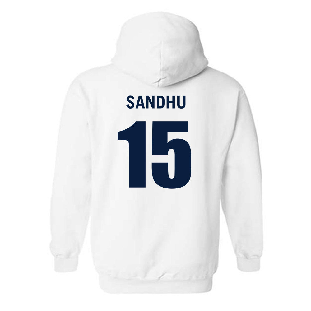 Monmouth - NCAA Men's Basketball : Amaan Sandhu - White Replica Shersey Hooded Sweatshirt