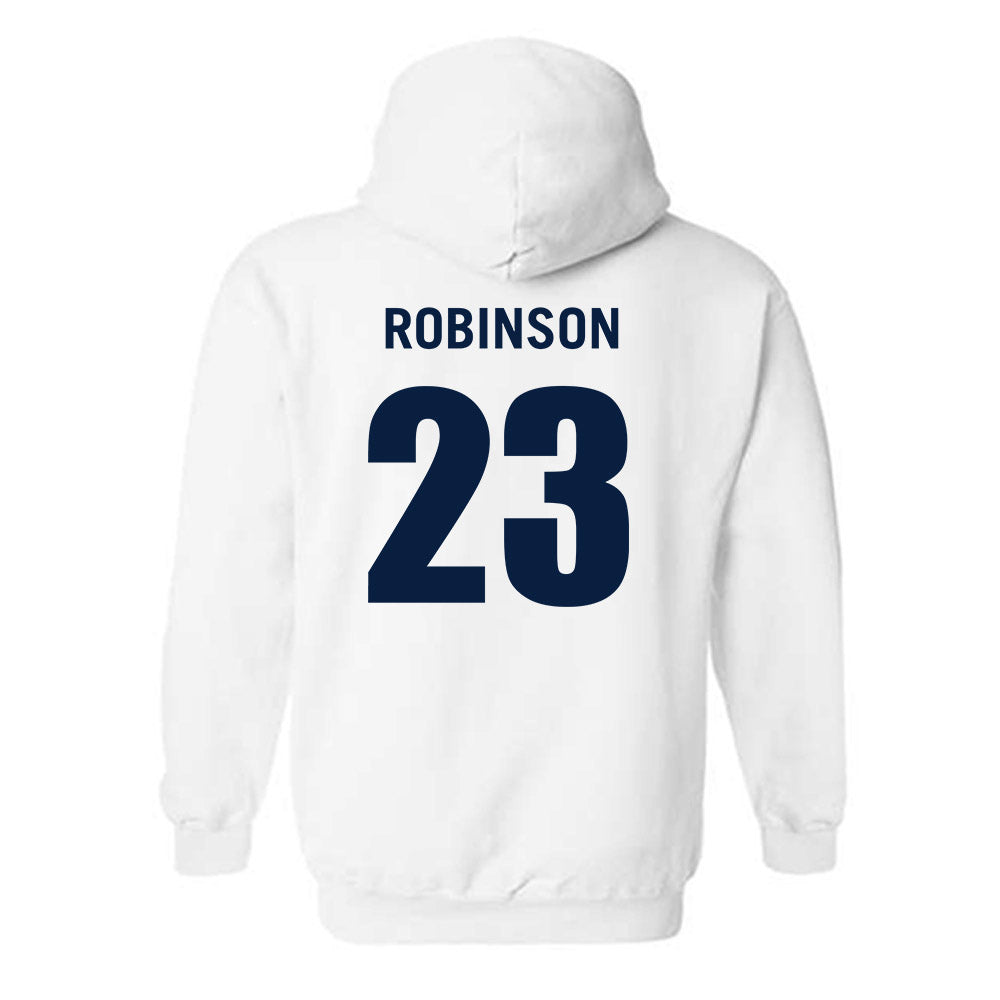 Monmouth - NCAA Men's Basketball : Cornelius Robinson - White Replica Shersey Hooded Sweatshirt