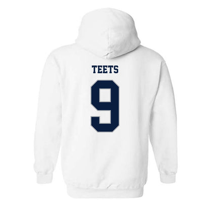 Monmouth - NCAA Men's Lacrosse : Nicholas Teets - White Replica Shersey Hooded Sweatshirt