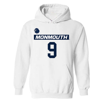 Monmouth - NCAA Men's Lacrosse : Nicholas Teets - White Replica Shersey Hooded Sweatshirt