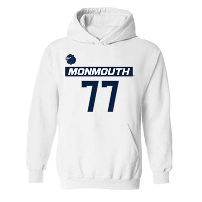 Monmouth - NCAA Men's Lacrosse : Greg Clark - White Replica Hooded Sweatshirt