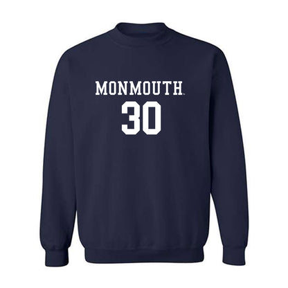 Monmouth - NCAA Men's Soccer : Matthew Link - Navy Replica Shersey Sweatshirt