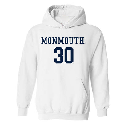 Monmouth - NCAA Men's Soccer : Matthew Link - White Replica Shersey Hooded Sweatshirt
