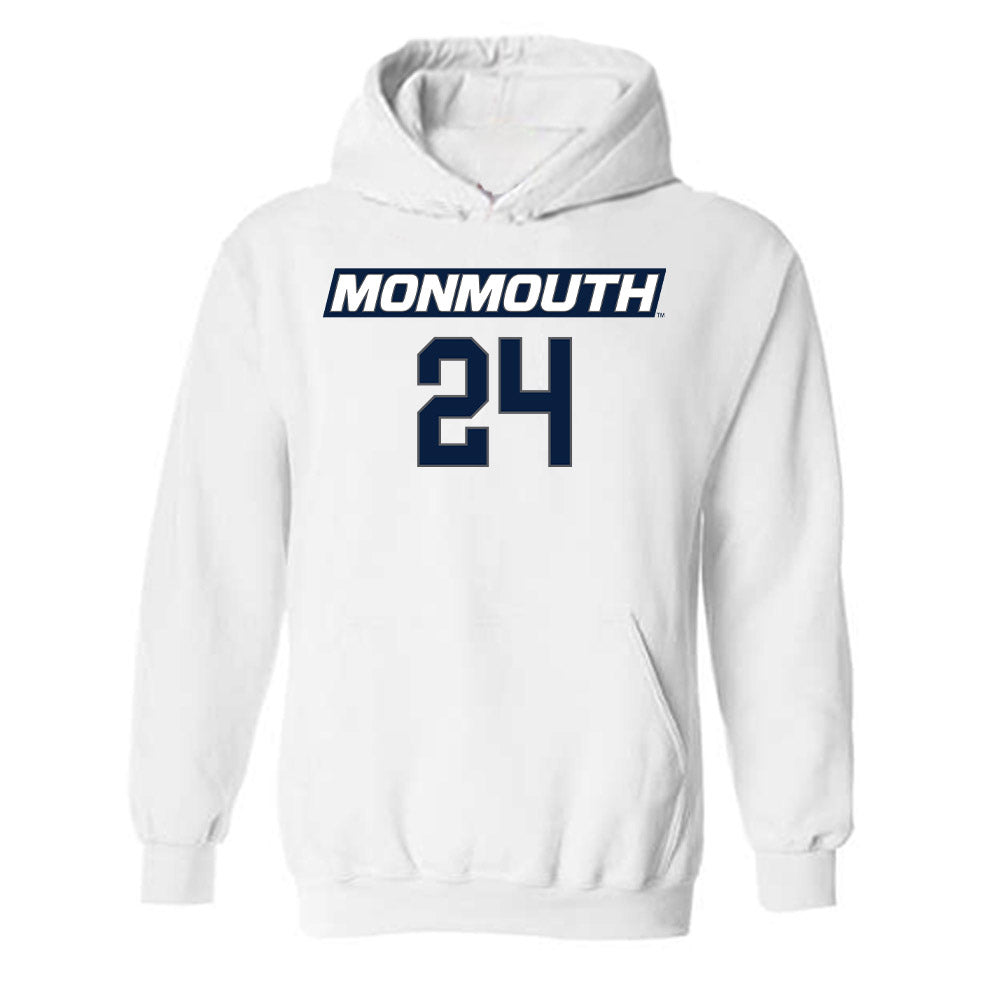 Monmouth - NCAA Women's Basketball : Belle Kranbuhl - White Replica Shersey Hooded Sweatshirt