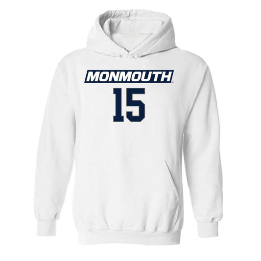 Monmouth - NCAA Women's Basketball : Amiya Carroll - White Replica Shersey Hooded Sweatshirt