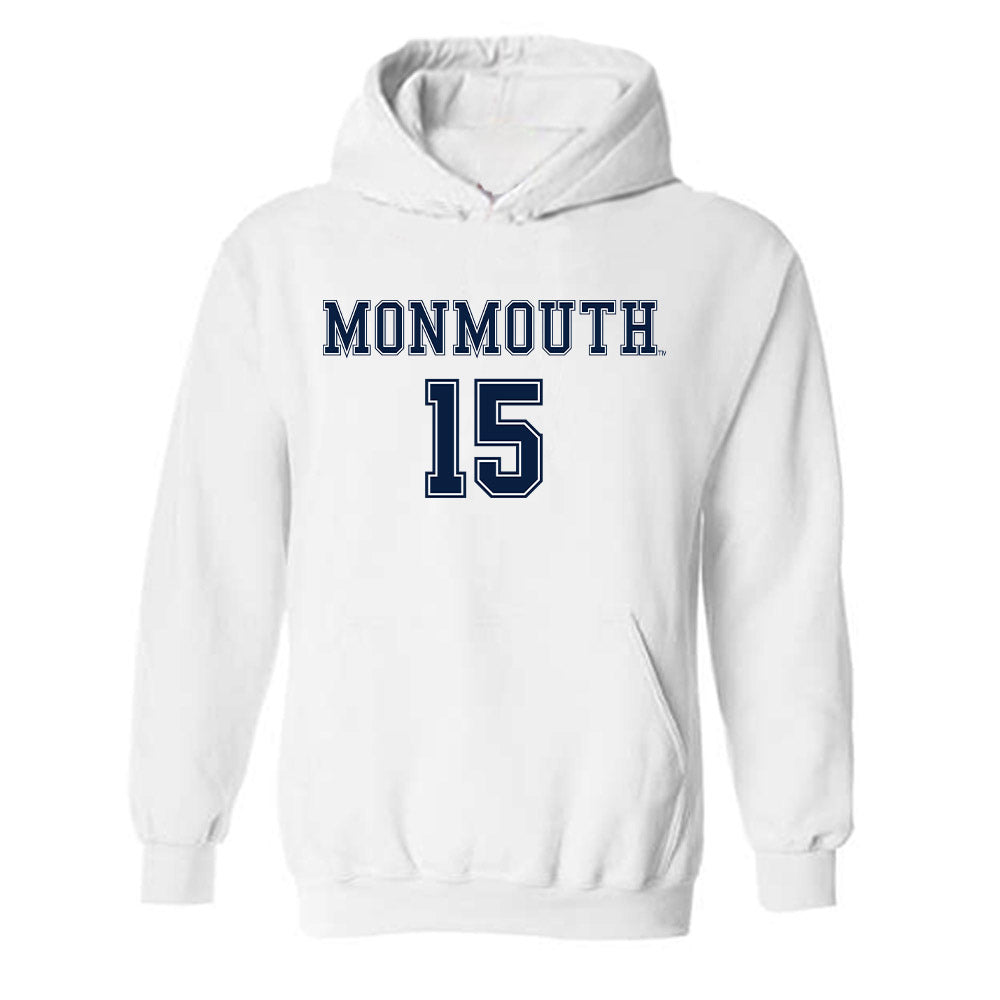 Monmouth - NCAA Women's Soccer : Lauren Bruno - White Replica Shersey Hooded Sweatshirt