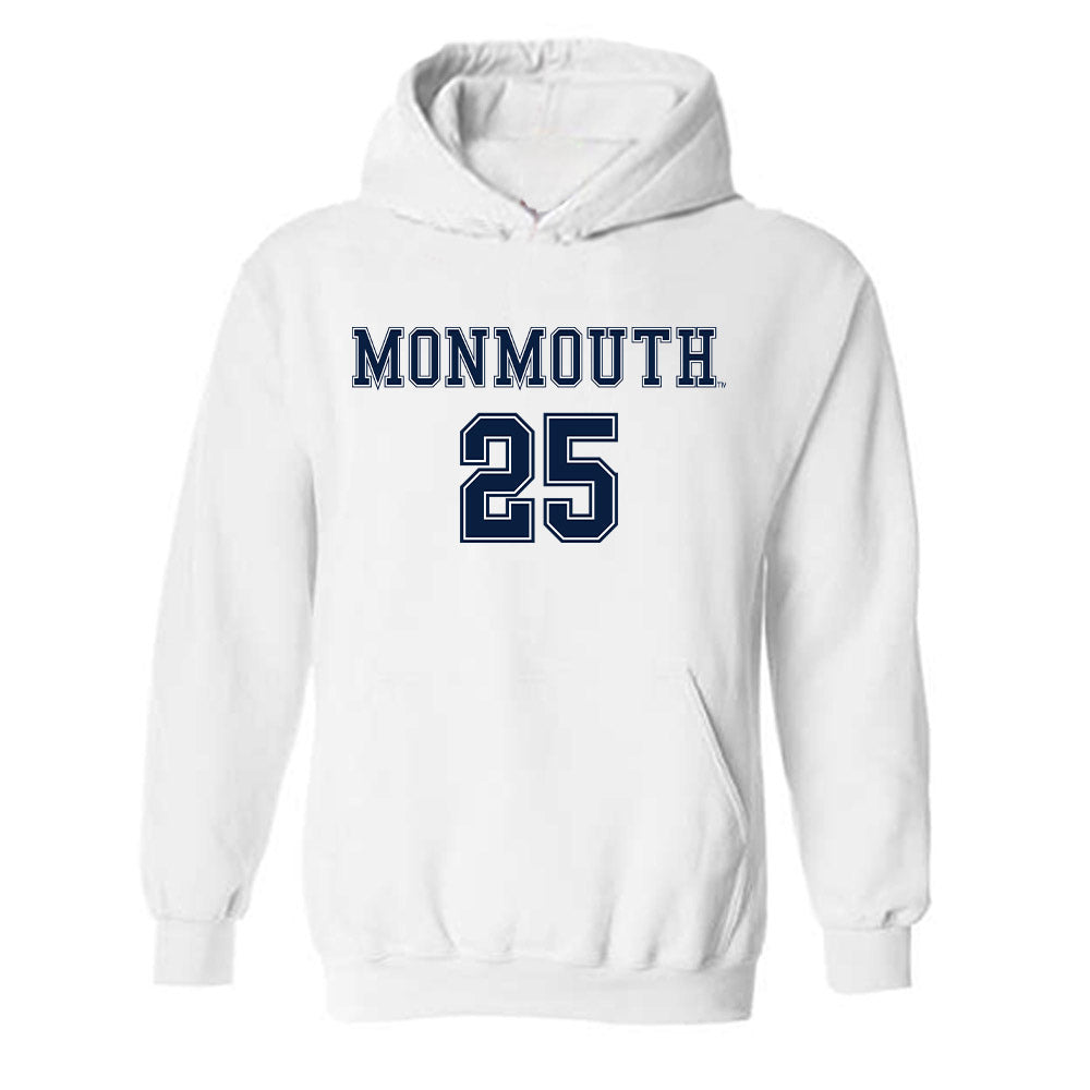 Monmouth - NCAA Women's Soccer : Clara Ford - White Replica Shersey Hooded Sweatshirt